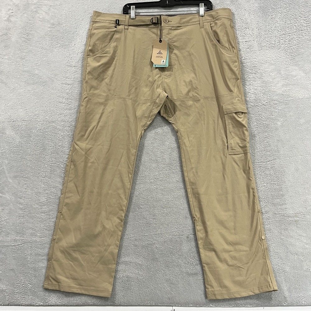 Prana Stretch Zion Slim II Tapered Leg Pants Mens 42x30 Beige Water Repellent